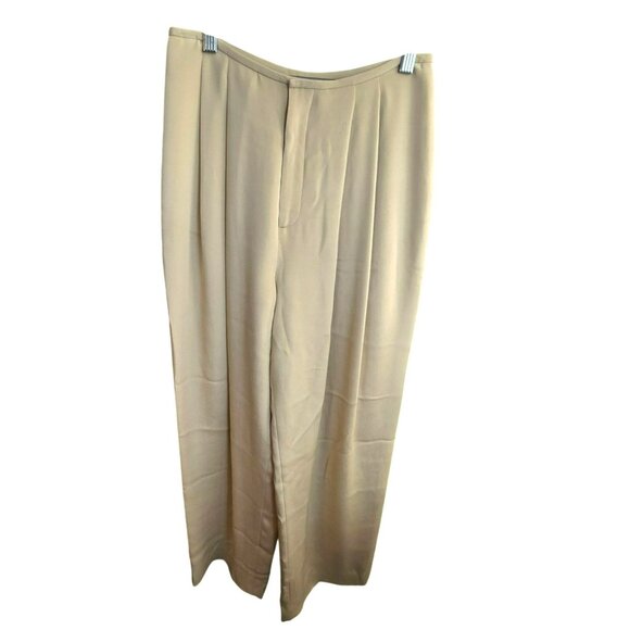 Ellen Tracy Womens Tan Wide-Leg Pants Size 4 100% Silk Vintage HS161 - Picture 3 of 7